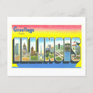 Cartão Postal Vintage Saudações de Illinois