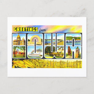 Cartão Postal Vintage Saudações de Iowa