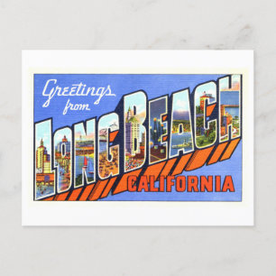 Cartão Postal Vintage Saudações de Long Beach, Califórnia,
