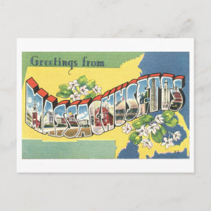 Cartão Postal Vintage Saudações de Massachusetts