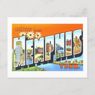 Cartão Postal Vintage Saudações de Memphis, Tennessee,