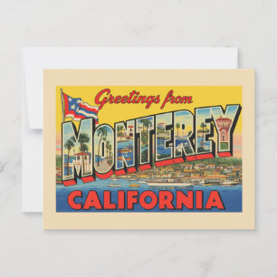 Cartão Postal Vintage "Saudações de Monterey, Califórnia"