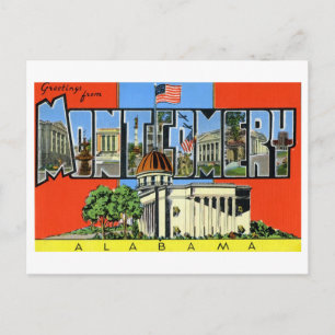 Cartão Postal Vintage Saudações de Montgomery, Alabama