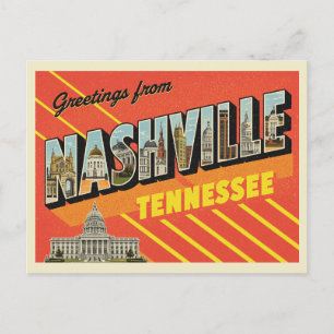 Cartão Postal Vintage "Saudações de Nashville, Tennessee"