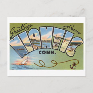 Cartão Postal Vintage Saudações de Niantic, Connecticut