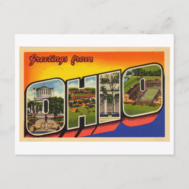 Cartão Postal Vintage Saudações de Ohio (Frente)