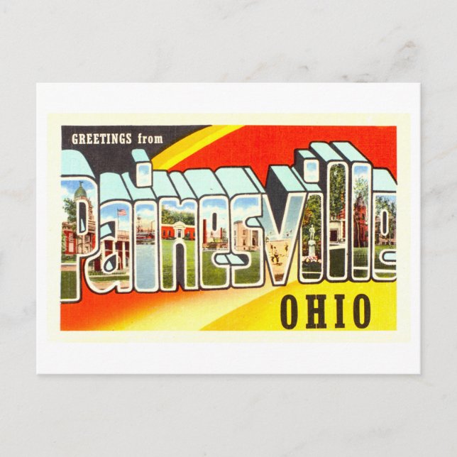Cartão Postal Vintage Saudações de Painesville, Ohio, (Frente)