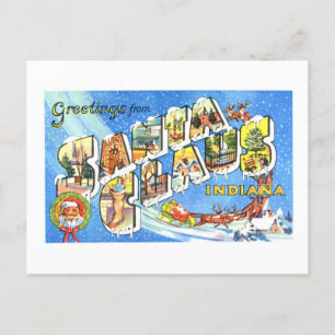 Cartão Postal Vintage Saudações de Papai Noel, Indiana,