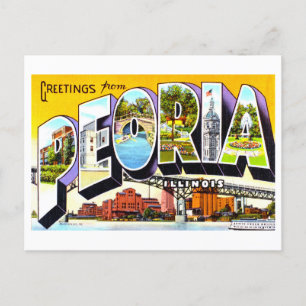 Cartão Postal Vintage Saudações de Peoria, Illinois,