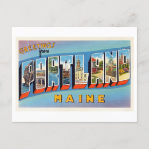 Cartão Postal Vintage Saudações de Portland, Maine