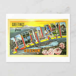 Cartão Postal Vintage Saudações de Portland, Oregon