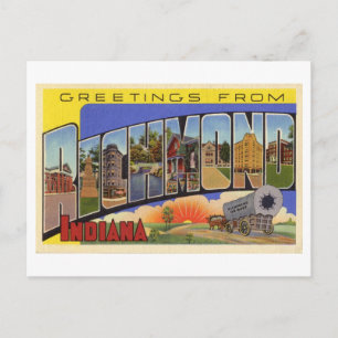 Cartão Postal Vintage Saudações de Richmond, Indiana