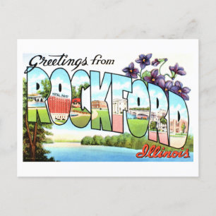 Cartão Postal Vintage Saudações de Rockford, Illinois