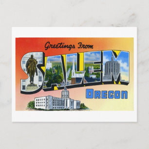 Cartão Postal Vintage Saudações de Salem, Oregon