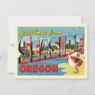Cartão Postal Vintage "Saudações de Seaside, Oregon"