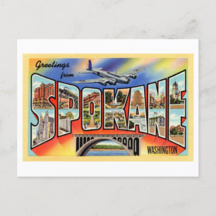 Cartão Postal Vintage Saudações de Spokane, Washington