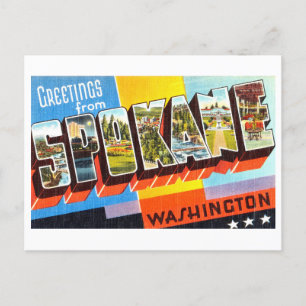 Cartão Postal Vintage Saudações de Spokane, Washington
