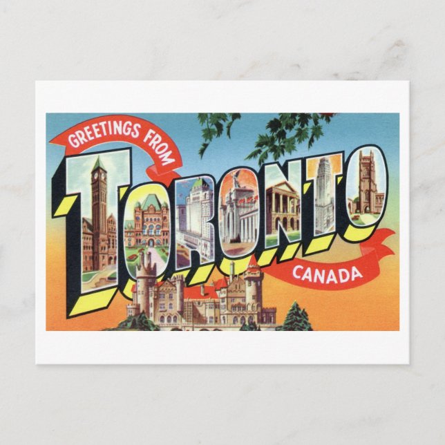 Cartão Postal Vintage Saudações de Toronto, Canadá, (Frente)