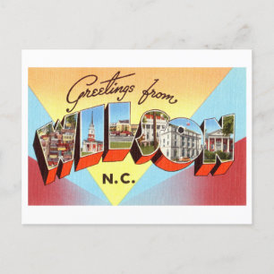Cartão Postal Vintage Saudações de Wilson, Carolina do Norte
