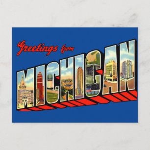 Cartão Postal Vintage Saudações Do Cartão-Postal Viagem Michigan
