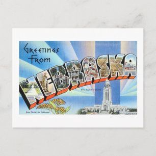 Cartão Postal Vintage Saudações Do Poster de viagens De Nebraska