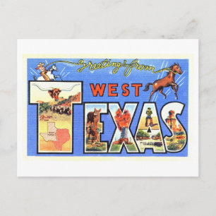 Cartão Postal Vintage Saudações do Texas Ocidental