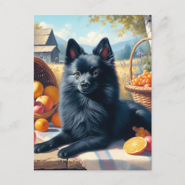 Cartão Postal Vintage Schipperke Puppy Painting (Frente)