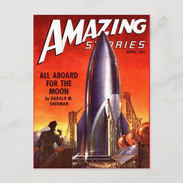 Cartão Postal Vintage Sci Fi art (Frente)