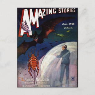 Cartão Postal Vintage Sci Fi - cobrir art Inner World 1935