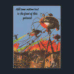 Cartão Postal Vintage Science Fiction HG Wells Guerra dos Mundos<br><div class="desc">Ilustração de Vintage Science Fiction design com uma cena de batalha da Guerra dos Mundos. A Guerra dos Mundos é um romance de ficção científica de H. G. Wells primeiro publicado como uma série de revistas e depois como livro em 1898.</div>
