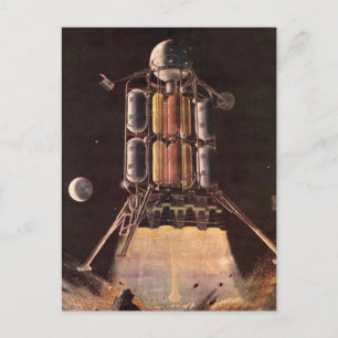 Cartão Postal Vintage Science Fiction Rocket explode fora do pla