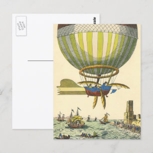 Cartão Postal Vintage Science Fiction Steampunk Hot Air Balon