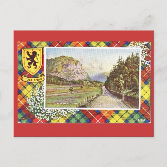 Cartão Postal Vintage Scotland, Buchanan, Pass of Ballater (Frente)