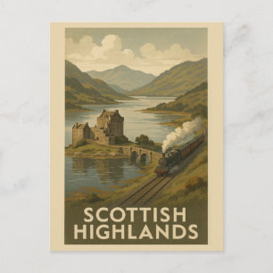 Cartão Postal Vintage Scotland Highlands Castle Viagem