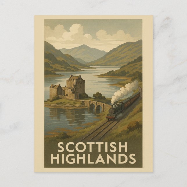 Cartão Postal Vintage Scotland Highlands Castle Viagem (Frente)