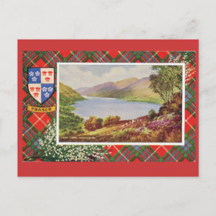 Cartão Postal Vintage Scotland, tartan de Fraser, Loch por muito