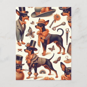 Cartão Postal Vintage Seamless Pinscher