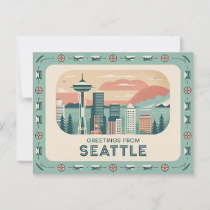 Cartão postal Vintage Seattle Saudações de Seatt