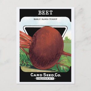 Cartão Postal Vintage Seed Packet Label Art, Beet Vegetables
