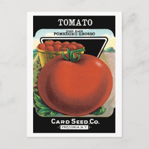 Cartão Postal Vintage Seed Packet Label Art, Tomato Pomodoro