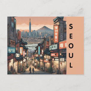 Cartão Postal Vintage seoul sul da coreia viagem retro street