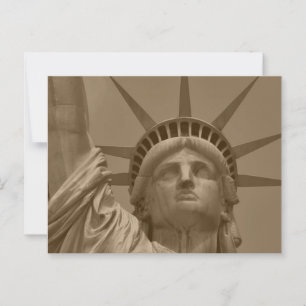 Cartão Postal Vintage Sepia Statue of Liberty New York Close-up