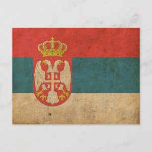 Cartão Postal Vintage Sérvia Flag