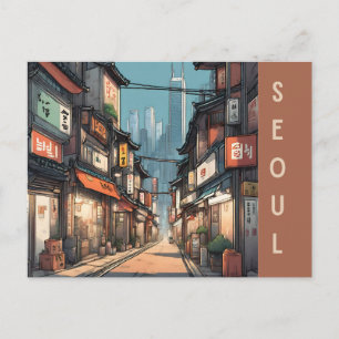 Cartão Postal Vintage Seul Coreia do Sul Rua Cidade Viagem asiát