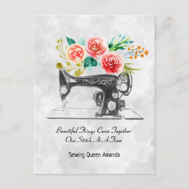 Cartão Postal Vintage Sewing Machine Black White