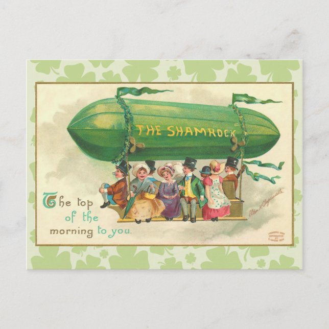 Cartão postal Vintage Shamrock Blimp (Frente)