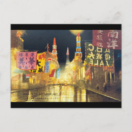 Cartão Postal Vintage Shanghai Neon Lights Retro Landscape