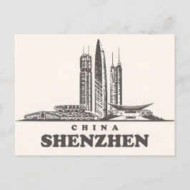 Cartão Postal Vintage shenzhen China Viagem aquarela chinesa