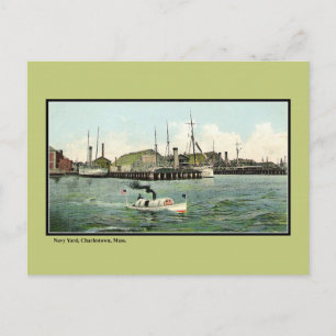 Cartão Postal Vintage Ship Yard Charlestown MÃES