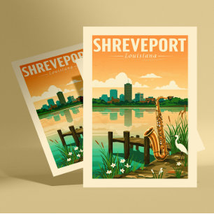 Cartão Postal Vintage Shreveport Louisiana